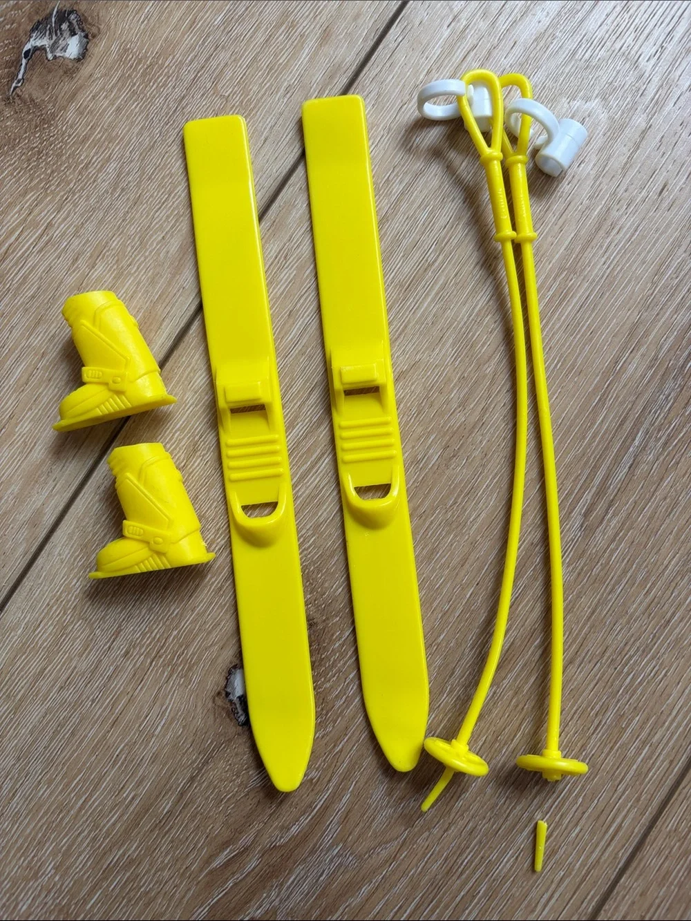 Vintage Barbie Yellow Skis Boots Poles Winter Accessories Retro 80s